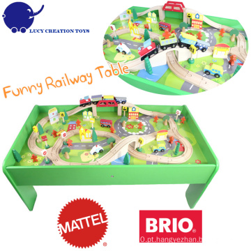 80 Pcs Crianças Brinquedos DIY Happy Play Madeira Train Ferroviária Toy Play Tabela